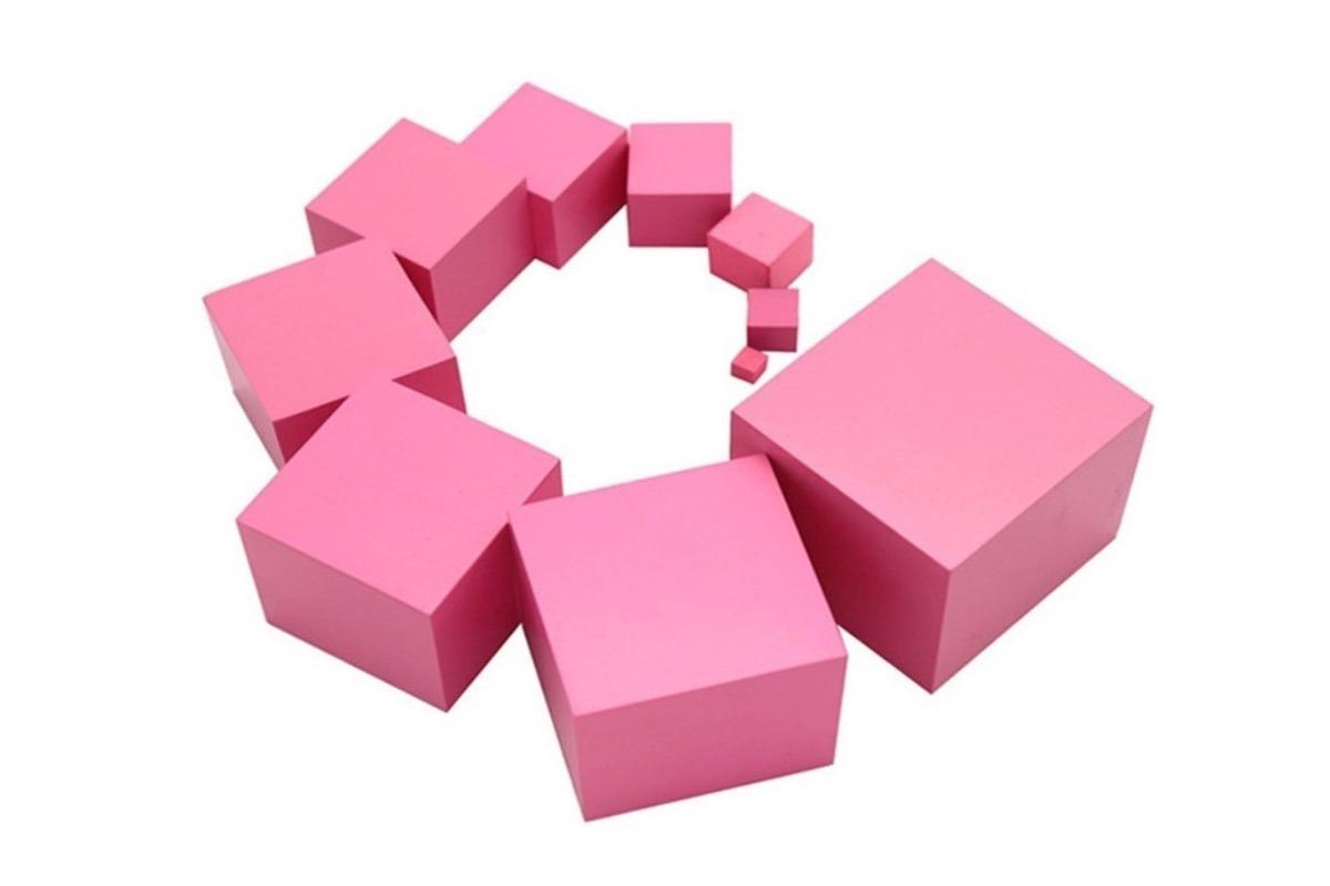 Деревянные кубики Башня, розовые