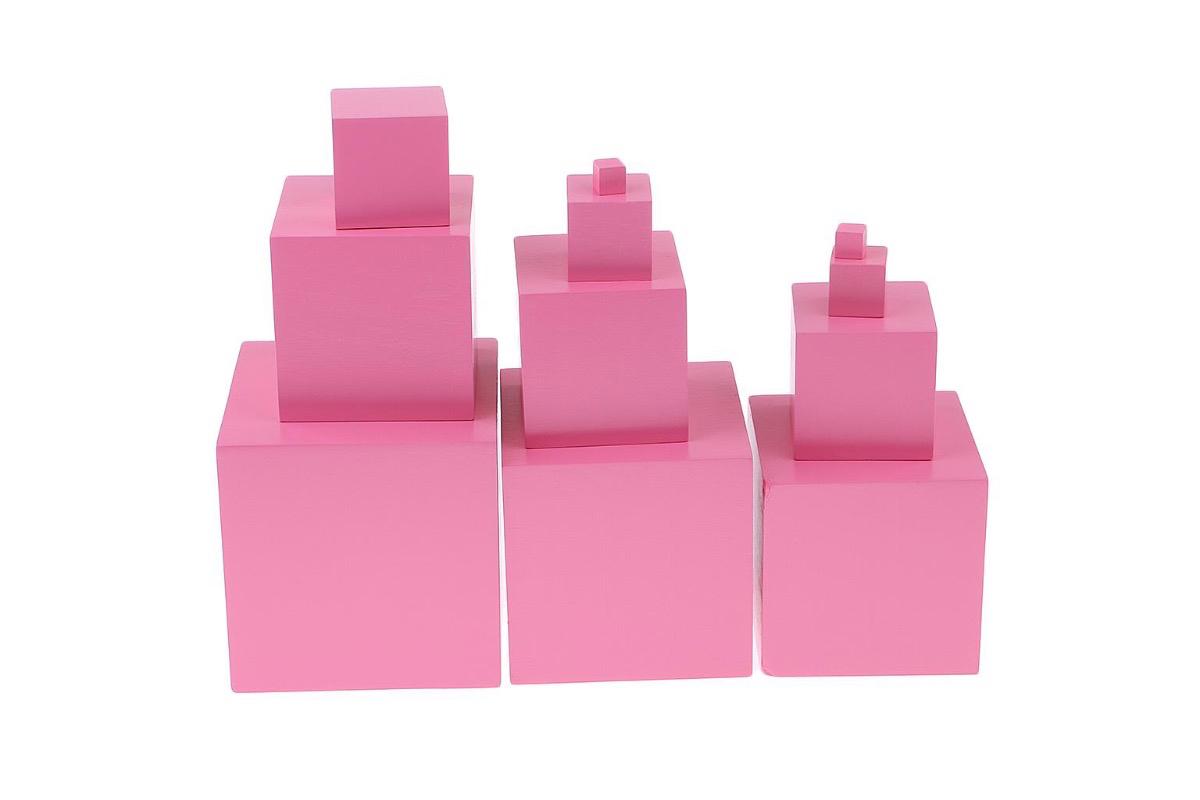 "Деревянные кубики Башня, розовые" - вид 3