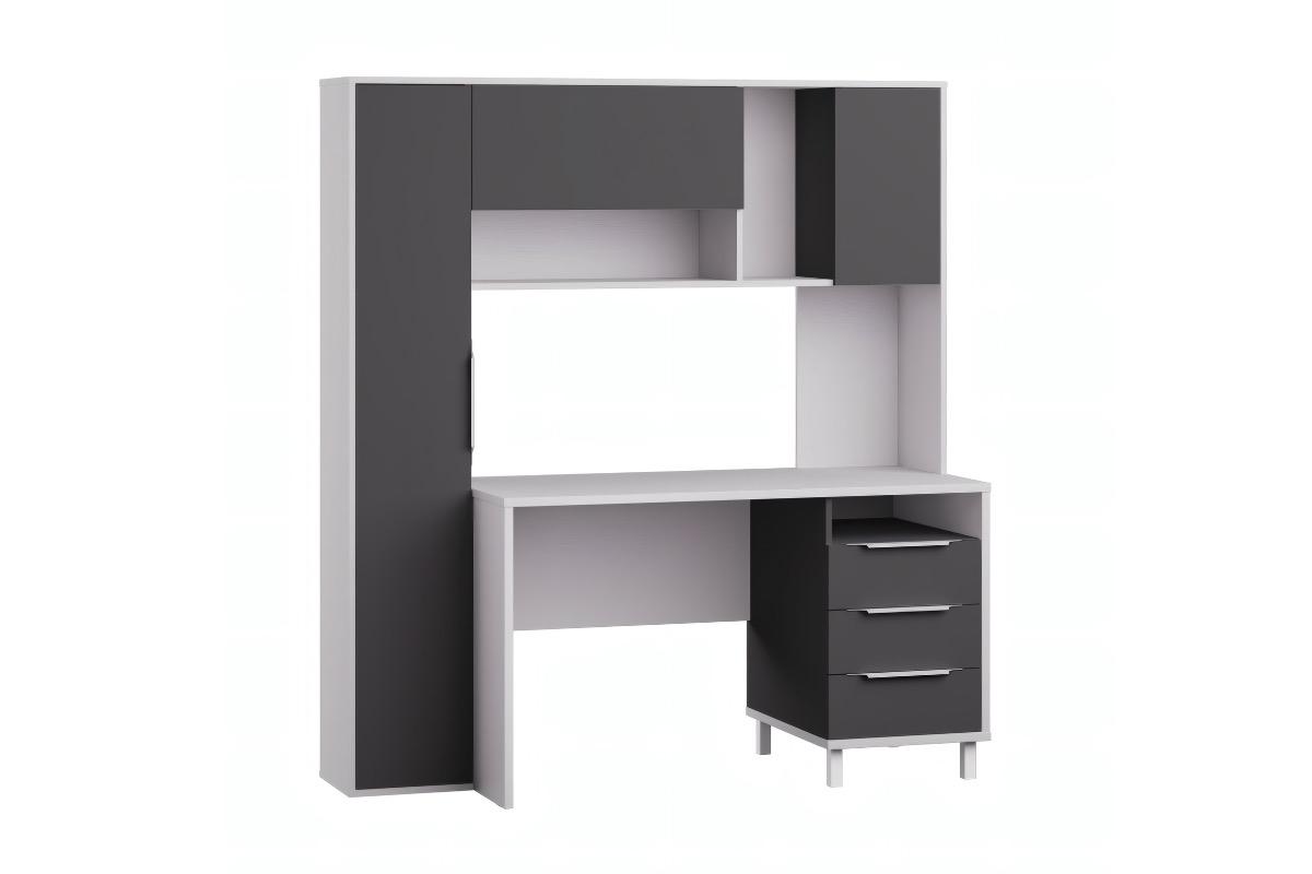 Письменный стол Комфорт 12.95 с надстройкой белый серый