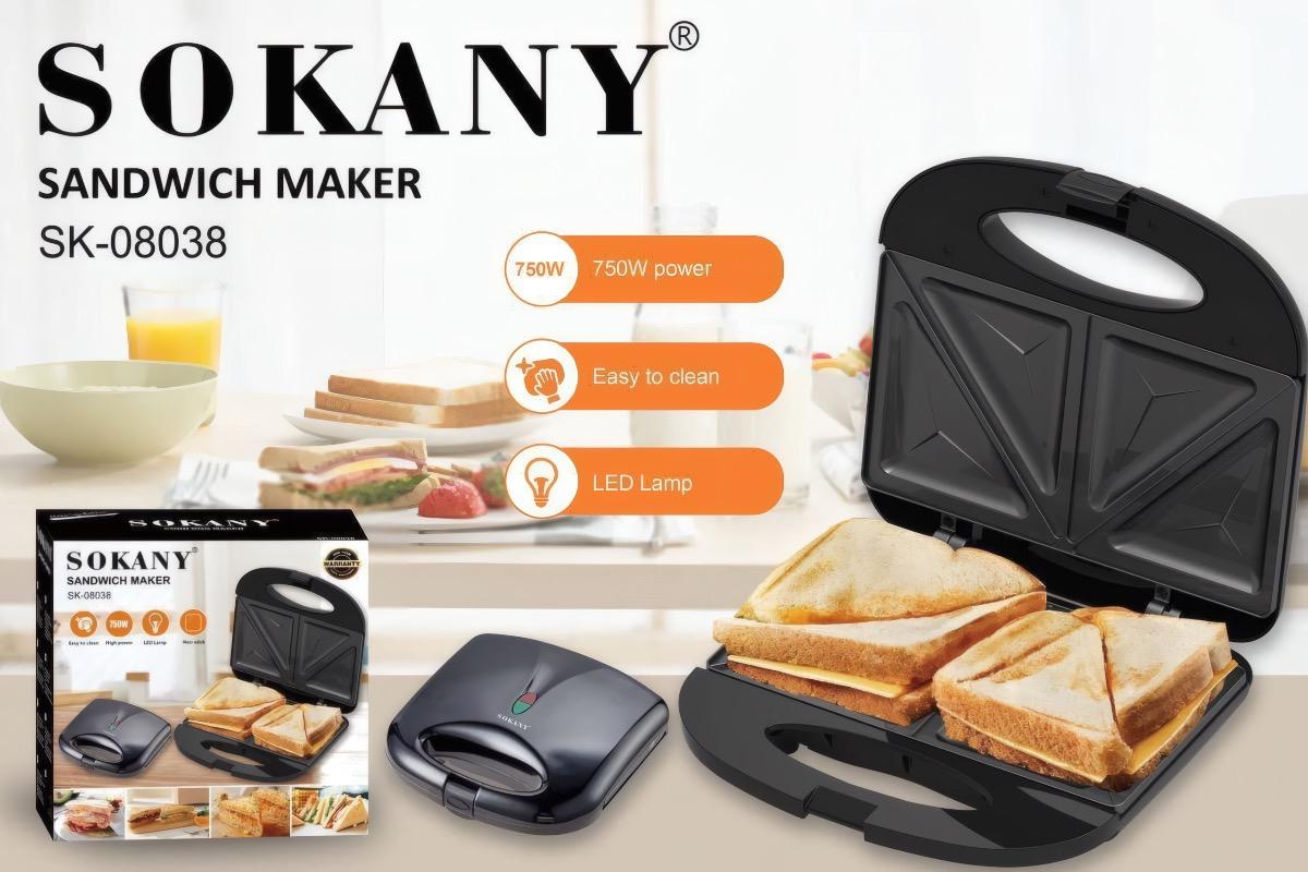 Сэндвичница SOKANY SK-08038 750 Вт черная