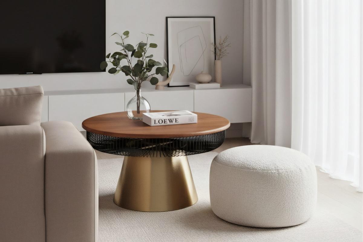 Столик журнальный Венский кофе круглый золотистый